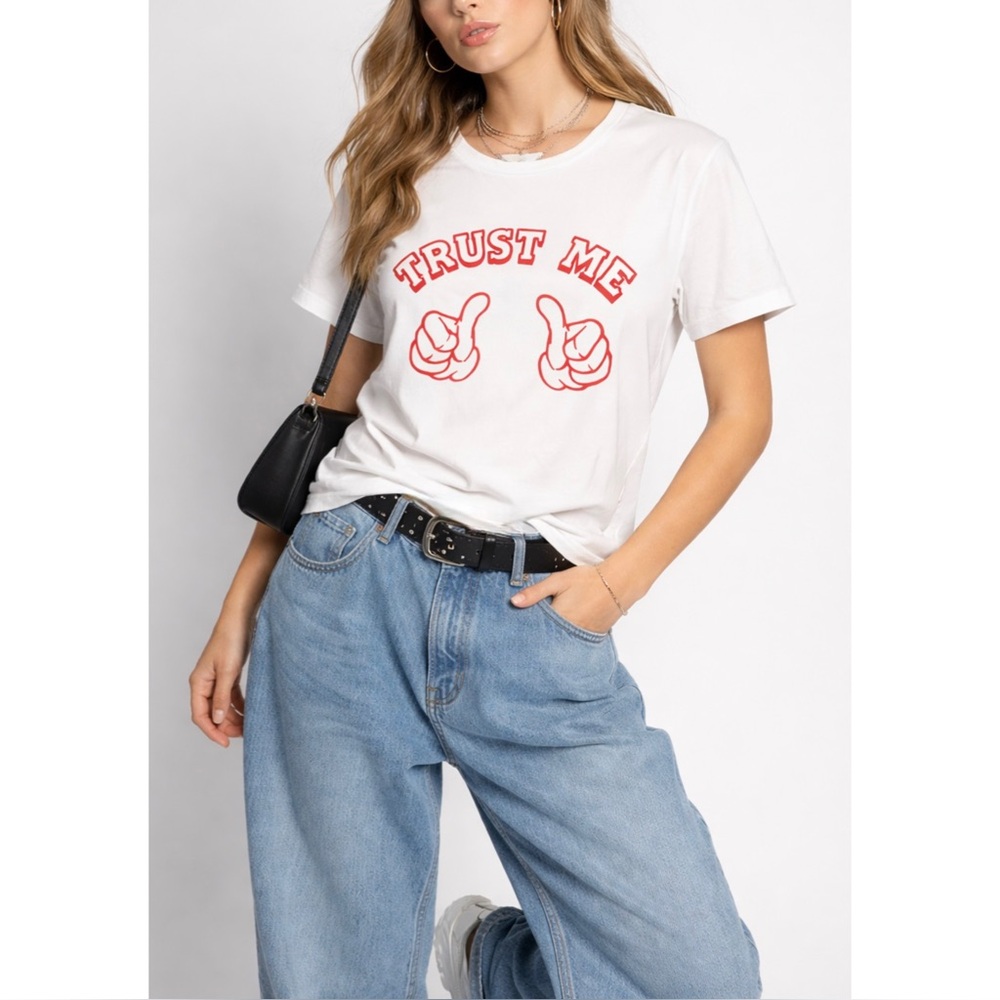 ELEVEN PARIS | Trust Me Cotton T Shirt in White, Size Small